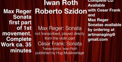Beginning of Sonata by Max Reger, played by Iwan Roth, saxophone and Roberto Szidon